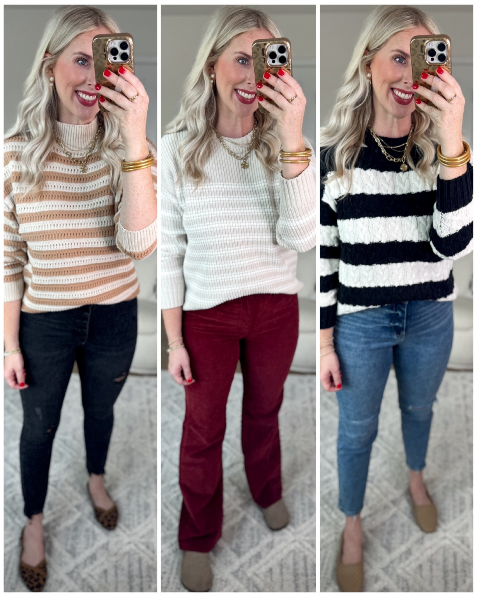 Daily try on, Walmart outfit, Walmart fashion, Walmart try on, striped sweater, fall style 

Medium in all 3!

#LTKFindsUnder50 #LTKStyleTip #LTKSeasonal