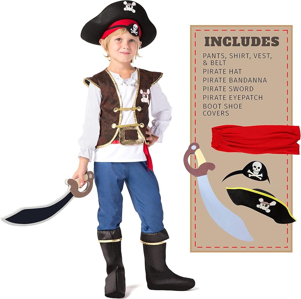 Boys Pirate Costume for Kids Deluxe Costume Set | Amazon (US)