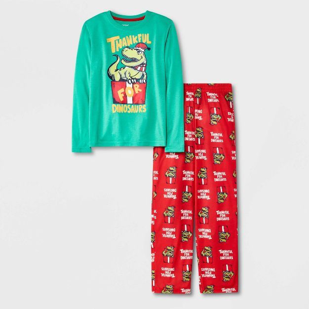 Boys' 2pc Christmas Dino Long Sleeve Pajama Set - Cat & Jack™ Green | Target