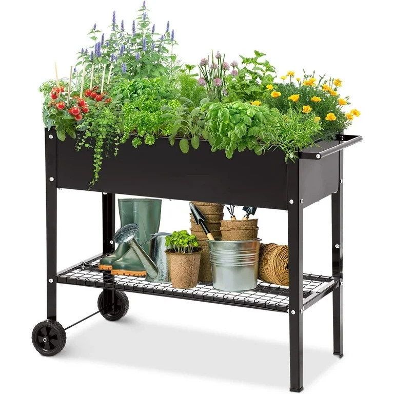 Quictent Raised Garden Bed with Legs Galvanized Elevated Planter Box w/ Hooks Metal Plant Bed on ... | Walmart (US)