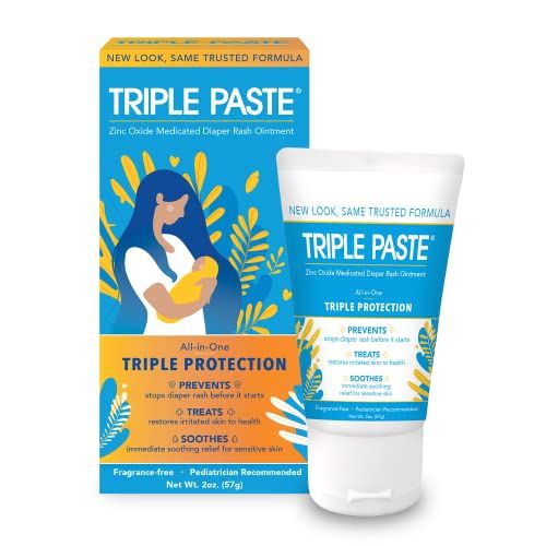 Triple Paste Diaper Rash Cream for Baby - 2 oz Tube - Zinc Oxide Ointment Treats, Soothes and Pre... | Amazon (US)