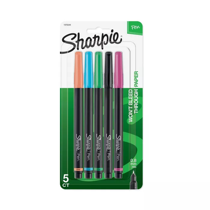5pk Marker Pens Fine Tip .8mm Multicolor - Sharpie | Target
