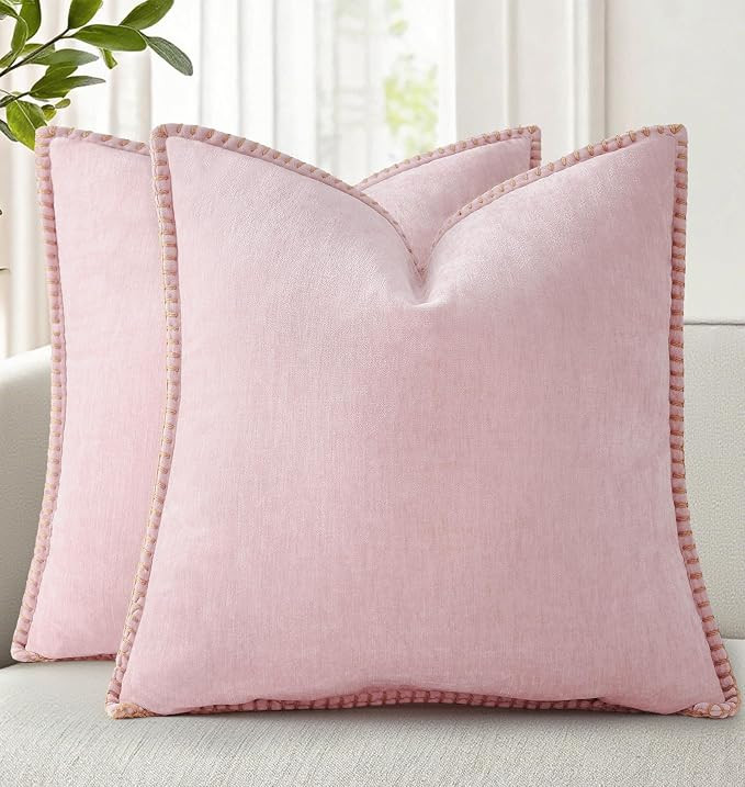 decorUhome Fall Chenille Soft Cozy Throw Pillow Covers 18x18 Set of 2, Modern Farmhouse Boho Velv... | Amazon (US)