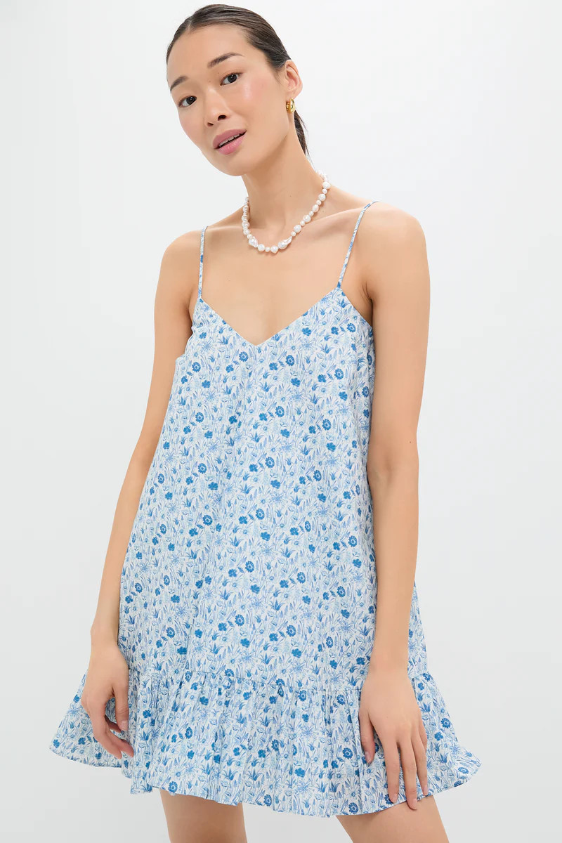 Blue and White Ditsy Floral Bayberry Mini Dress | Tuckernuck (US)