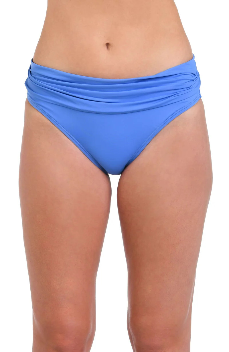 Island Goddess Ruched Band Hipster Bottom - Chambray | House of Swim