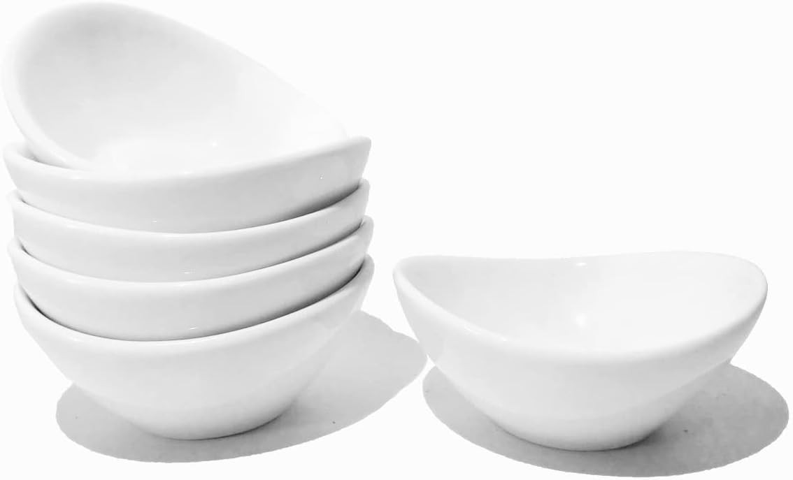 Soy Sauce Dish - Dipping Bowls Set, White Porcelain Dipping Bowls/Dishes for Soy Sauce, Ketchup, ... | Amazon (US)
