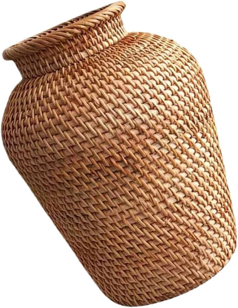 Happyyami Rattan Woven Vase Country Rustic Style Handmade Woven Plant Flower Vase Basket Flower B... | Amazon (US)