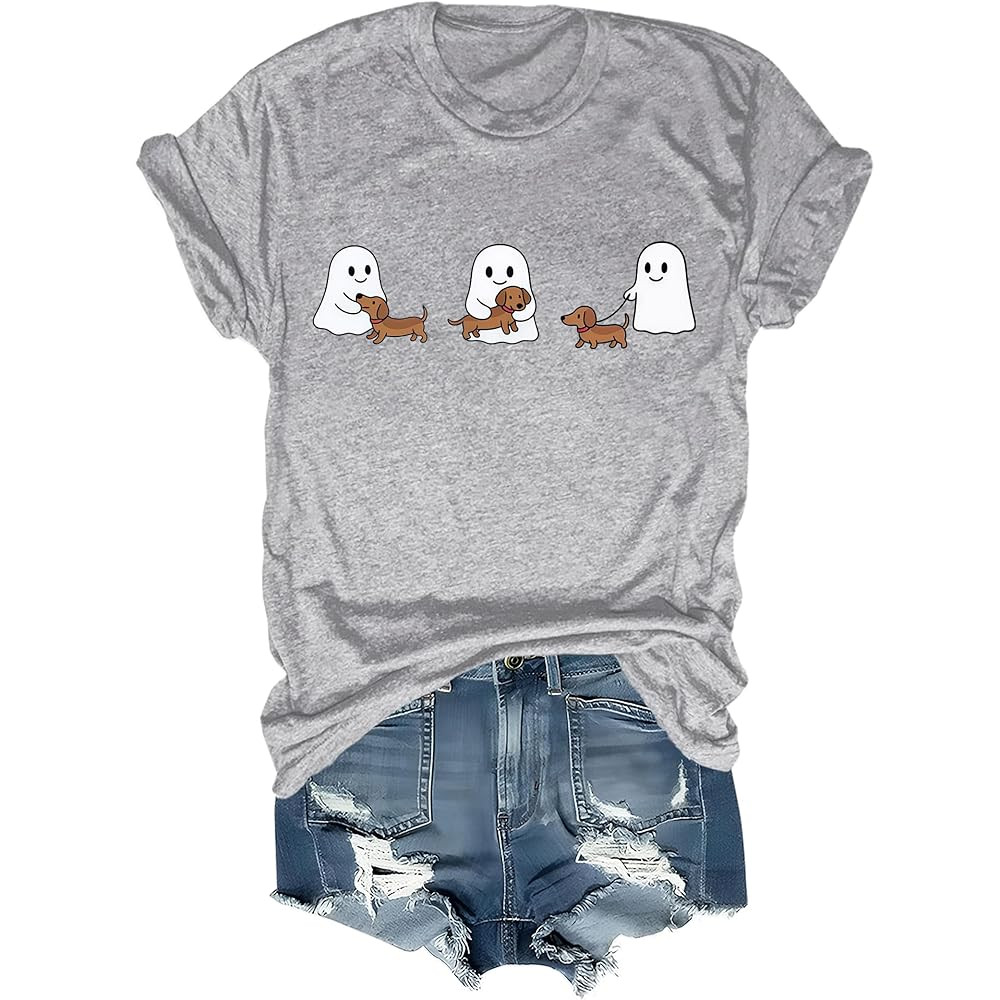 Dachshund Halloween T-Shirt Ghost Trio Halloween Shirt Vintage Wiener Dog Graphic Tee Unisex | Amazon (US)