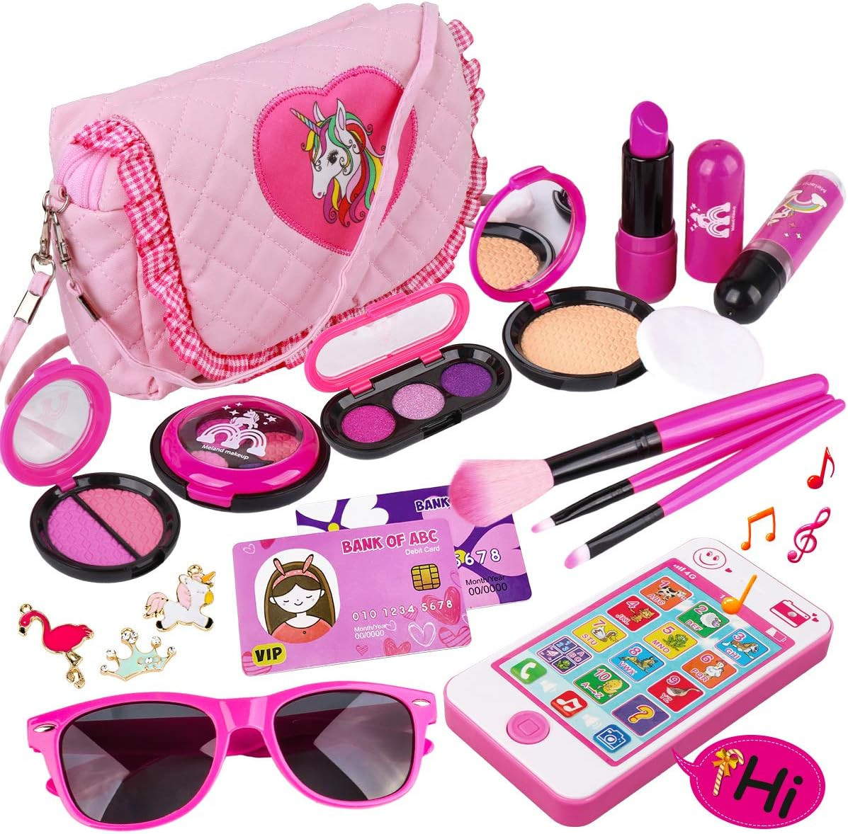 Kids Makeup Kit - Girl Pretend Play Makeup & My First Purse Toy for Toddler Gifts Including Pink ... | Amazon (US)