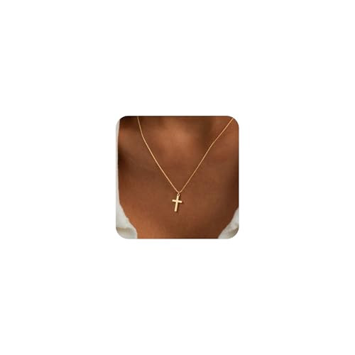 Poxtex Small Cross Necklace for Women Tiny Cross Pendant Choker Jewelry14K Gold Plated Jewelry Dainty Simple Cross Necklace Easter Gifts for Women Girls | Amazon (US)