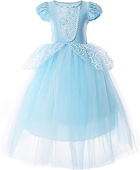 JerrisApparel Girls Princess Costume Puff Sleeve Fancy Birthday Party Dress up | Amazon (US)