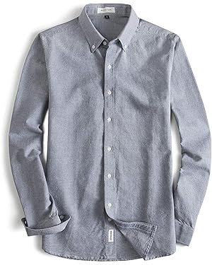 MUSE FATH Men's Oxford Dress Shirt-Cotton Casual Regular Fit Long Sleeve Shirt | Amazon (US)