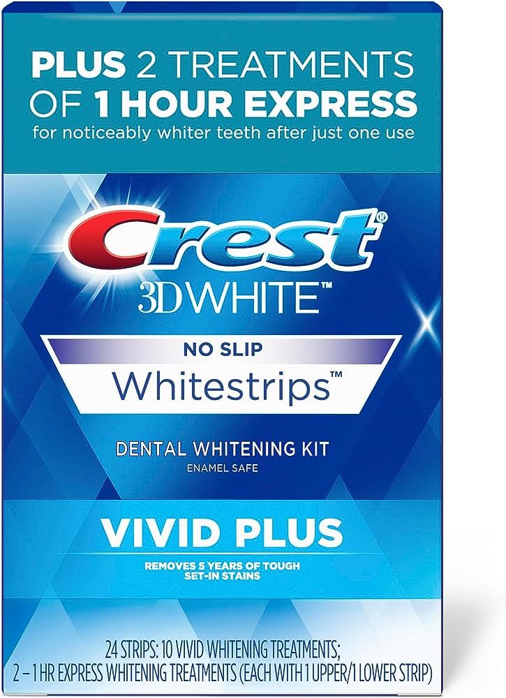 Crest 3D Whitestrips, Vivid Plus, Teeth Whitening Strip Kit, 24 Count (Pack of 1) | Amazon (US)