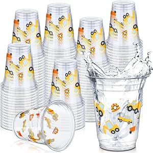 Uiifan 50 Pcs Construction Cups Construction Birthday Party Supplies 12 oz Theme Plastic Cups Dis... | Amazon (US)