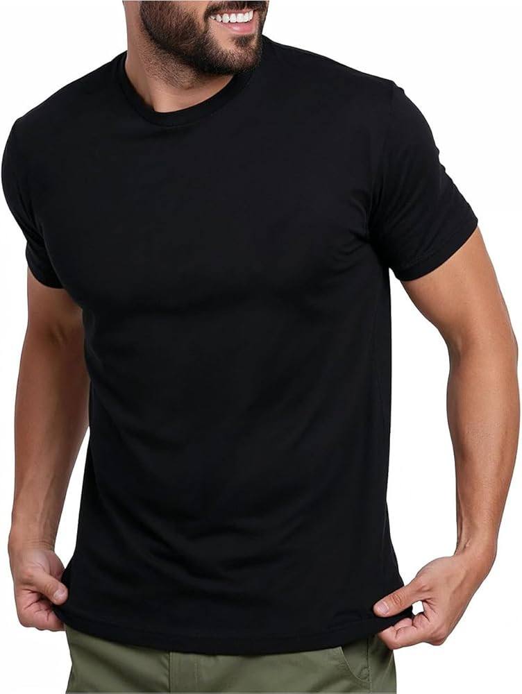 INTO THE AM Men's T-Shirts Soft Cotton Blend Crew Neck Tee S - 4XL Athletic Fit Plain Basic T-Shi... | Amazon (US)
