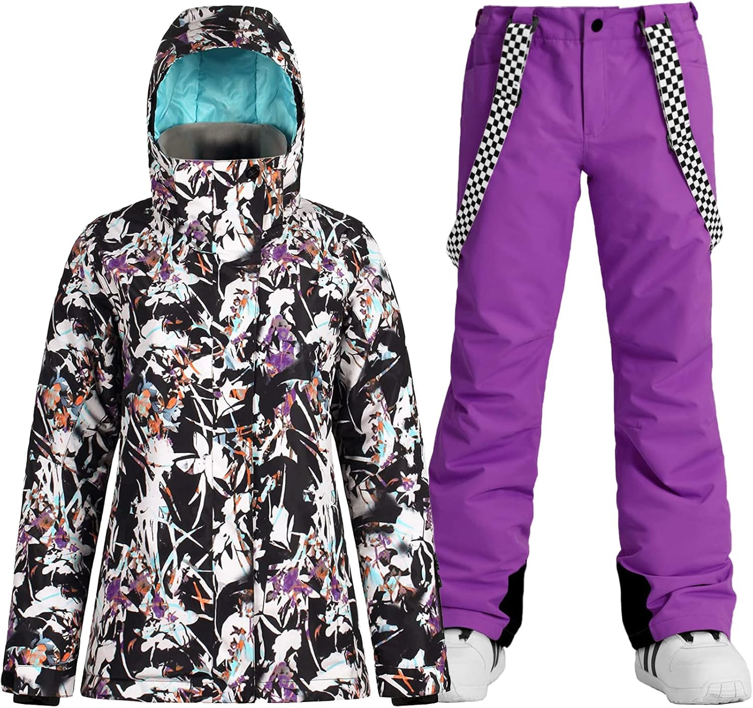 GSOU SNOW Womens Ski Jackets and Pants Snowboarding Snowsuit Coat Warm Hooded Waterproof Windproof I | Amazon (US)