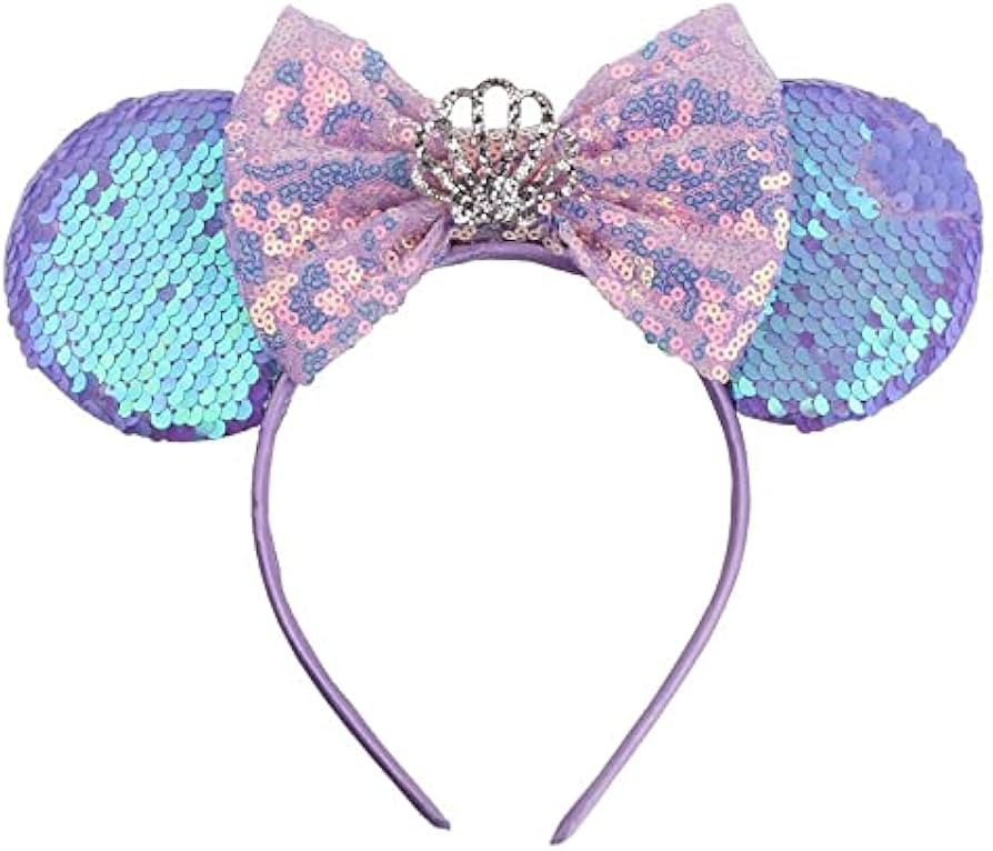 Foeran Mouse Ears Headbands Shiny Bows Mouse Ears Glitter Party Princess Decoration Cosplay Costu... | Amazon (US)