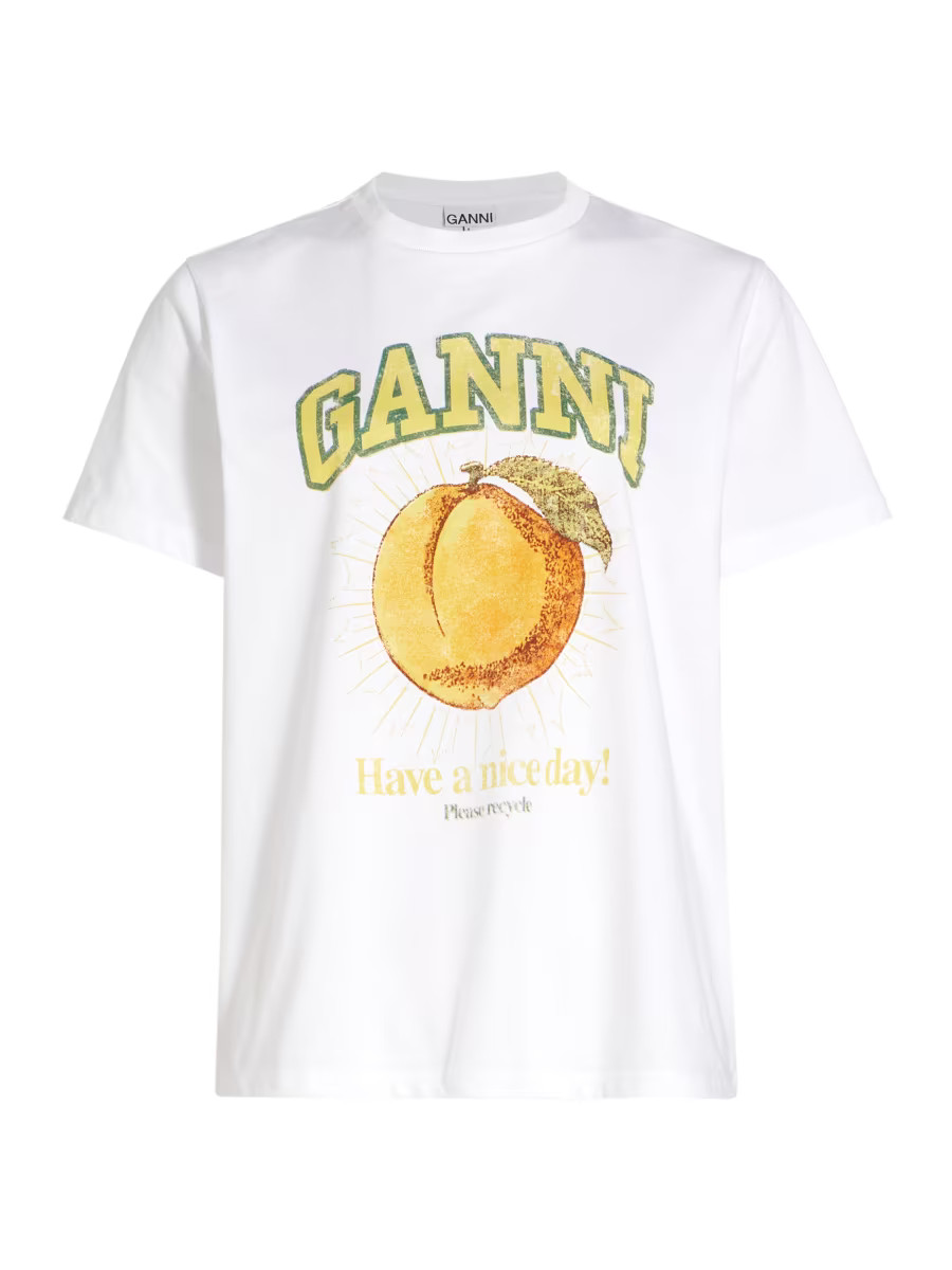 Shop Ganni Graphic Cotton T-Shirt | Saks Fifth Avenue | Saks Fifth Avenue
