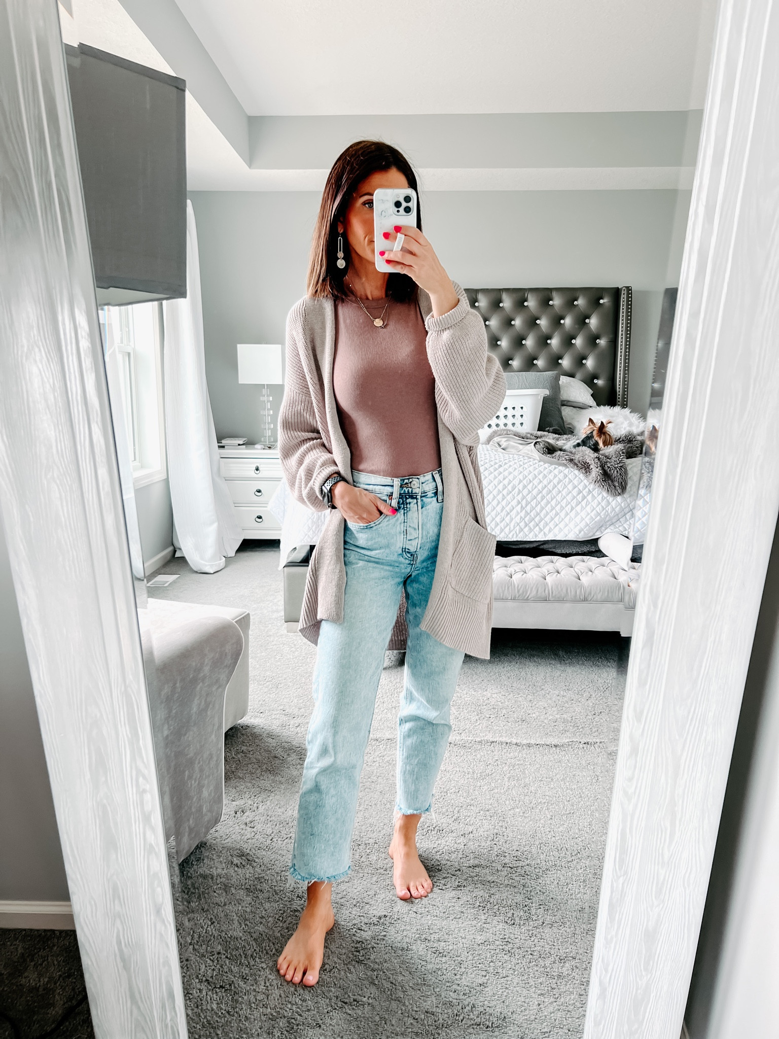 Target high neck tanks are a closet staple! Size small. 
I sized up to a medium in this cardigan for an oversized look. High waisted straight leg jeans are so affordable! 

#LTKSeasonal #LTKFind #LTKstyletip