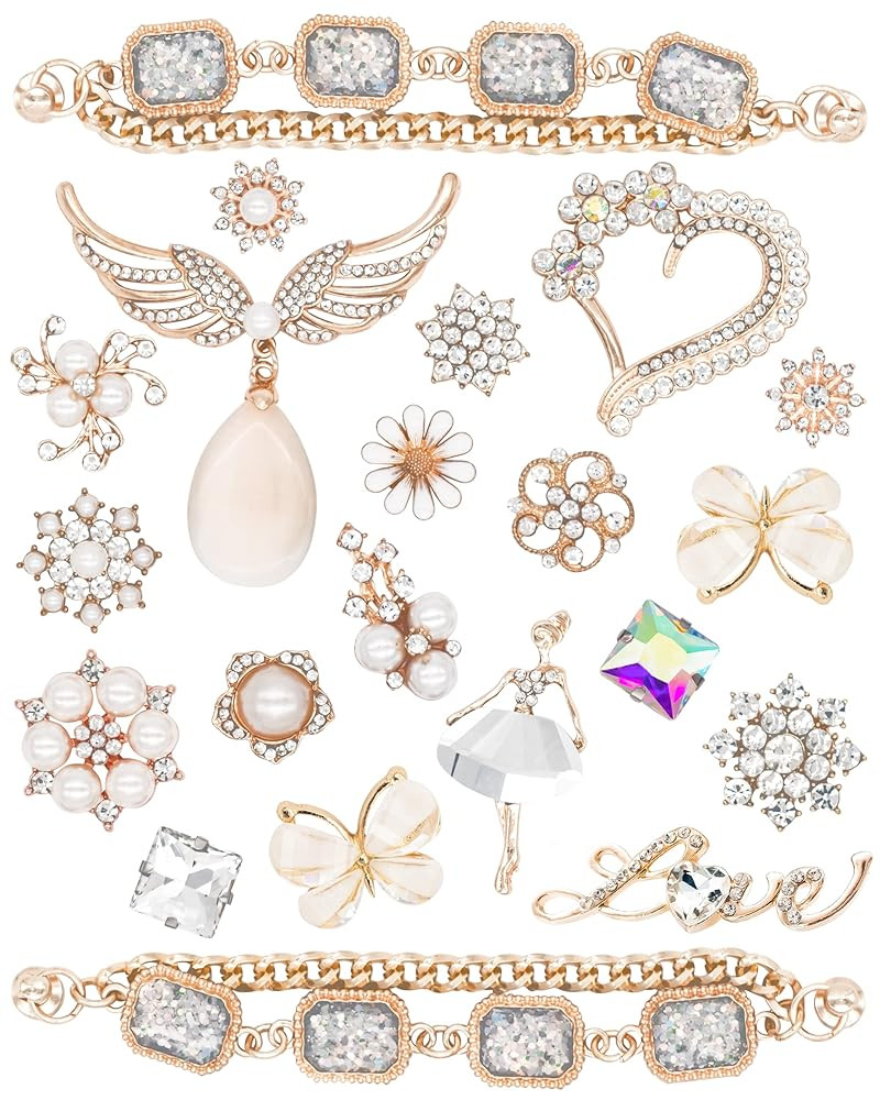 Bling Metal Shoe Charms – Cute Chain Decorations Accessories for Girls & Women Gifts | Amazon (US)