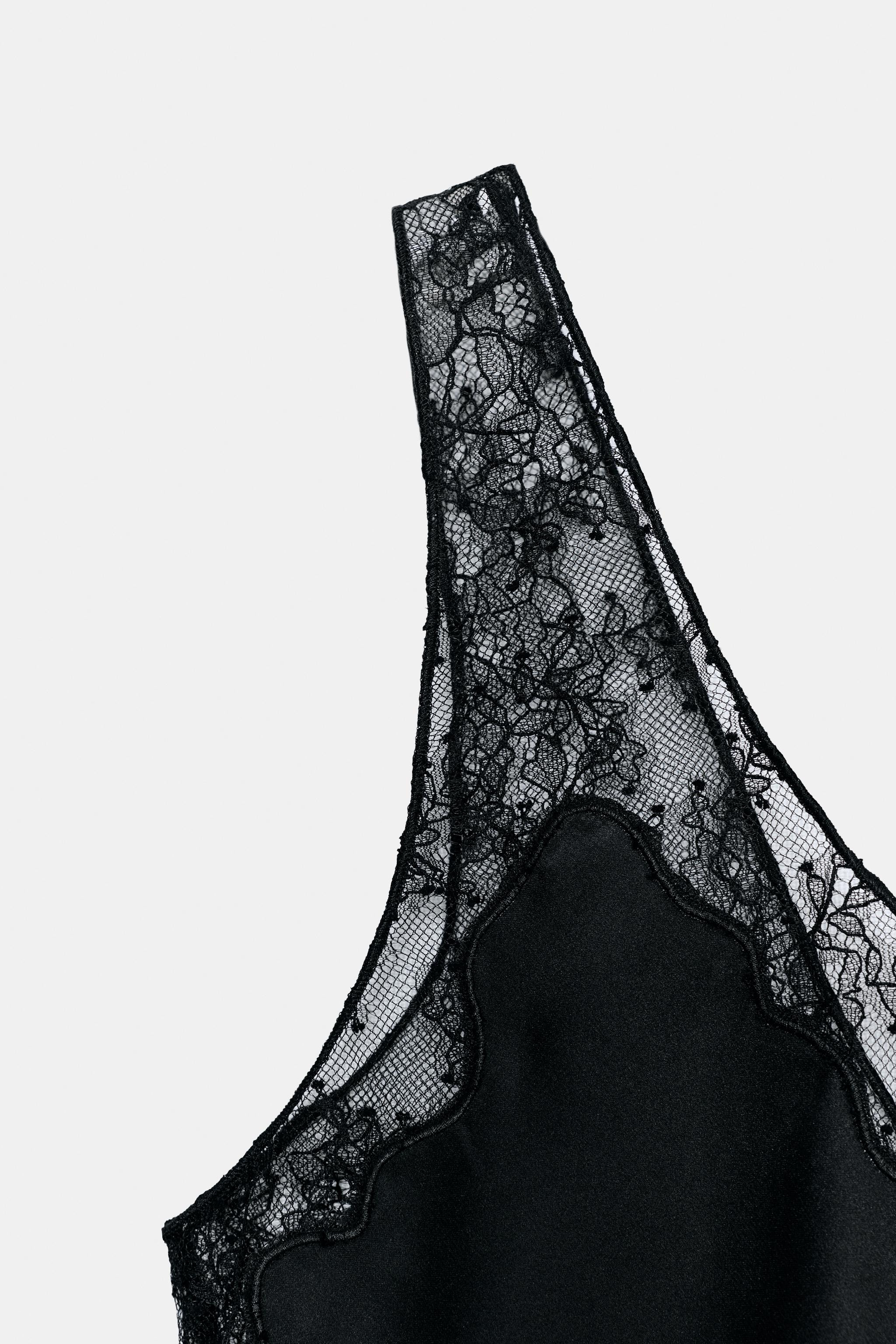 ZW COLLECTION SATIN LACE TOP | Zara UK