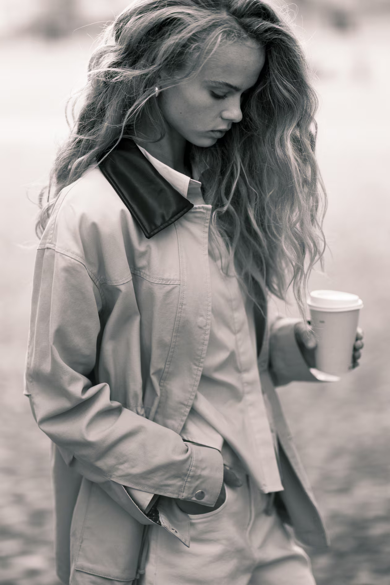 Coated-Collar Twill Jacket | H&M (US + CA)