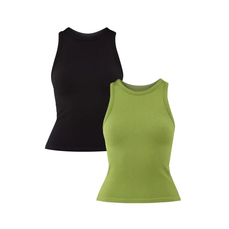 No Boundaries Seamless High Neck Tank Top, 2 Pack, Women’s - Walmart.com | Walmart (US)