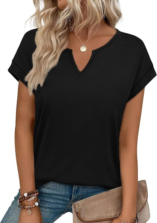 WIHOLL Womens Summer Tops 2026 Cap Short Sleeve Shirts V Neck Tshirts Spring Blouses Beach Vacati... | Amazon (US)