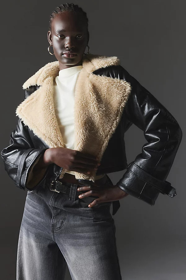 Lioness Off Duty Faux Leather & Faux Fur Jacket | Urban Outfitters (US and RoW)