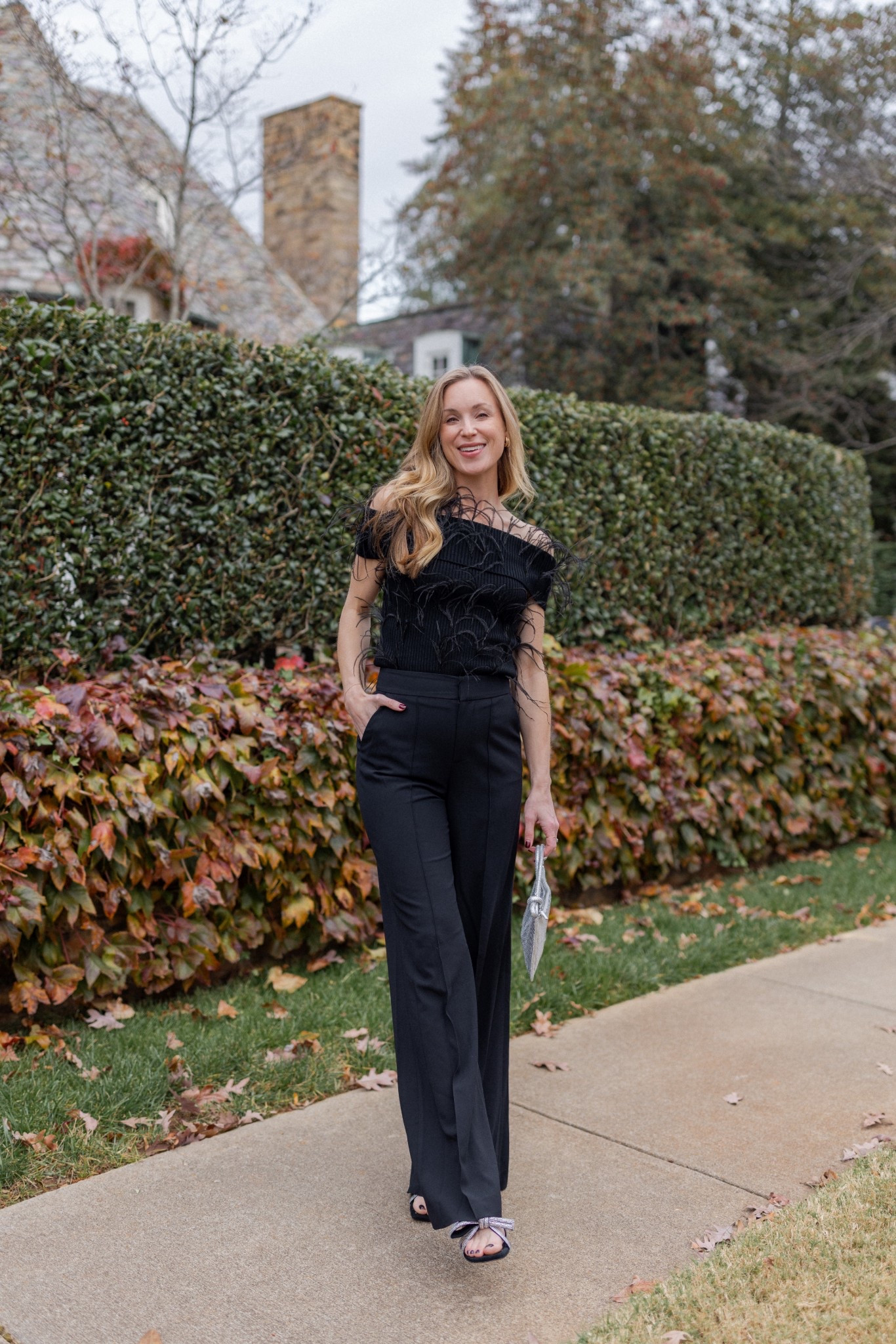 Feathers and silver holiday party look! Everything shown is old except my bag (Cult Gaia), similar linked to recreate this outfit!

#LTKSeasonal #LTKHoliday