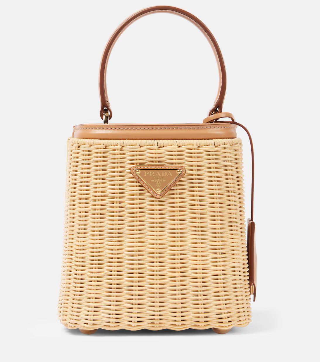 Panier Mini woven leather-trimmed bucket bag | Mytheresa (US/CA)