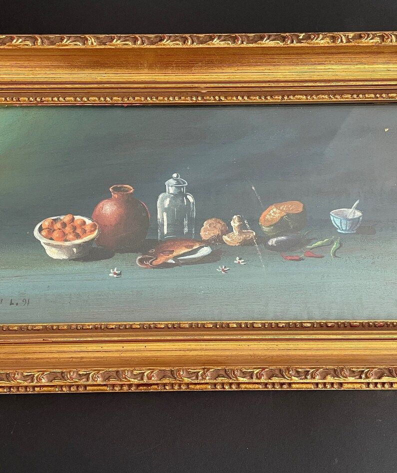 Vintage Italian Still Life Oil Painting With Gold Frame  - Etsy | Etsy (US)