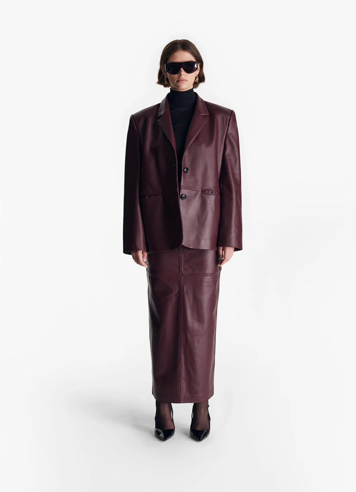 Burgundy Leather Blazer | DE SAVARY LONDON