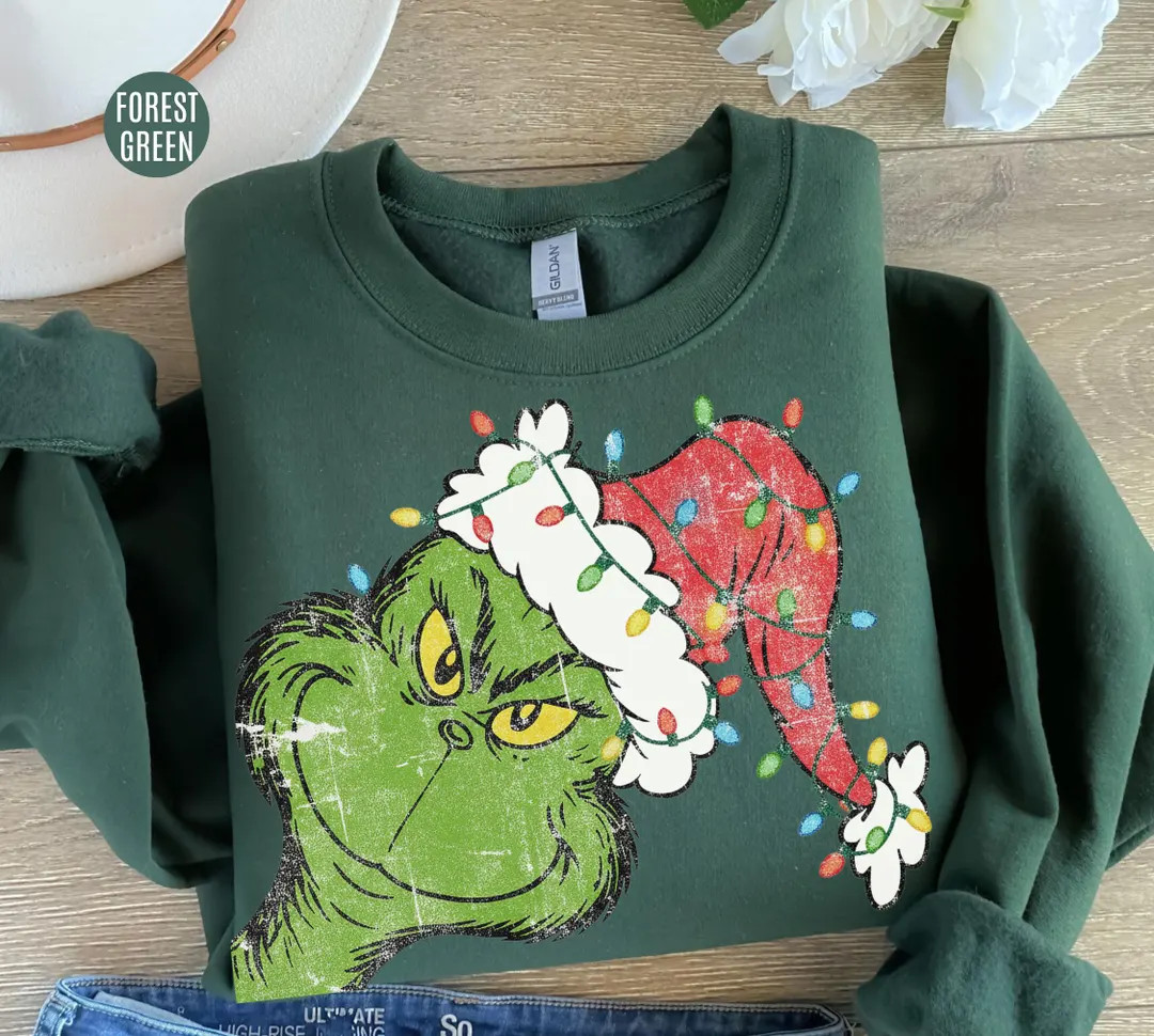 Retro Grinch Sweatshirt, Retro Christmas Characters Shirt, Vintage Sublimation Grinch Tee, Grinch... | Etsy (US)