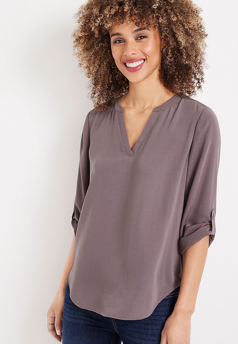 Atwood 3/4 Sleeve Popover Blouse | Maurices