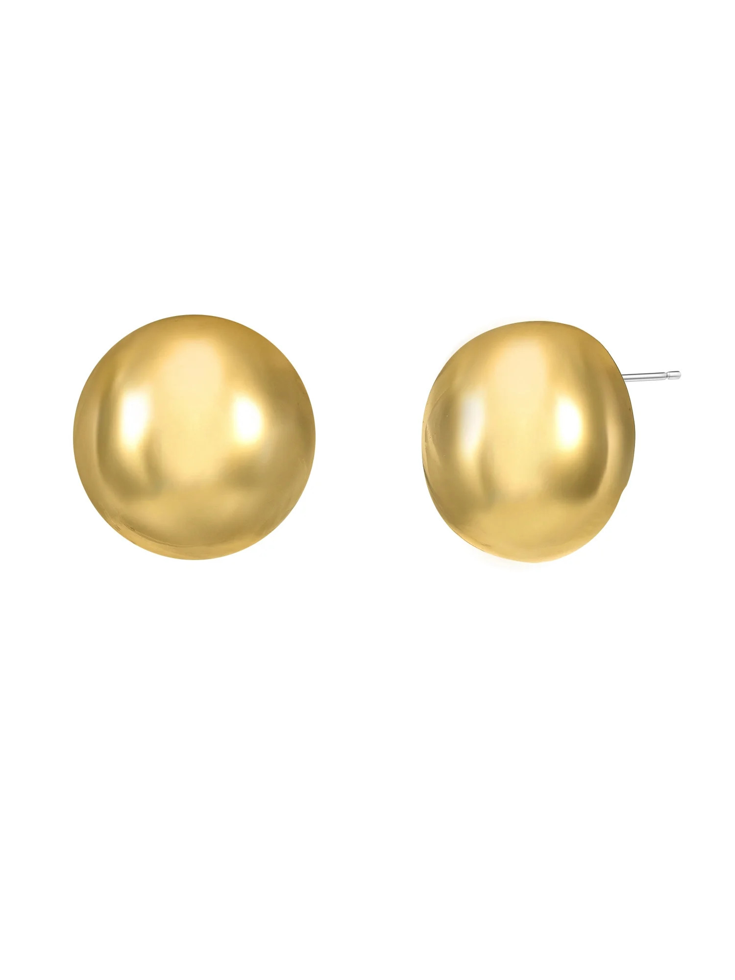 Time and Tru Goldtone Dome Button Stud Earring, 1 Pair | Walmart (US)