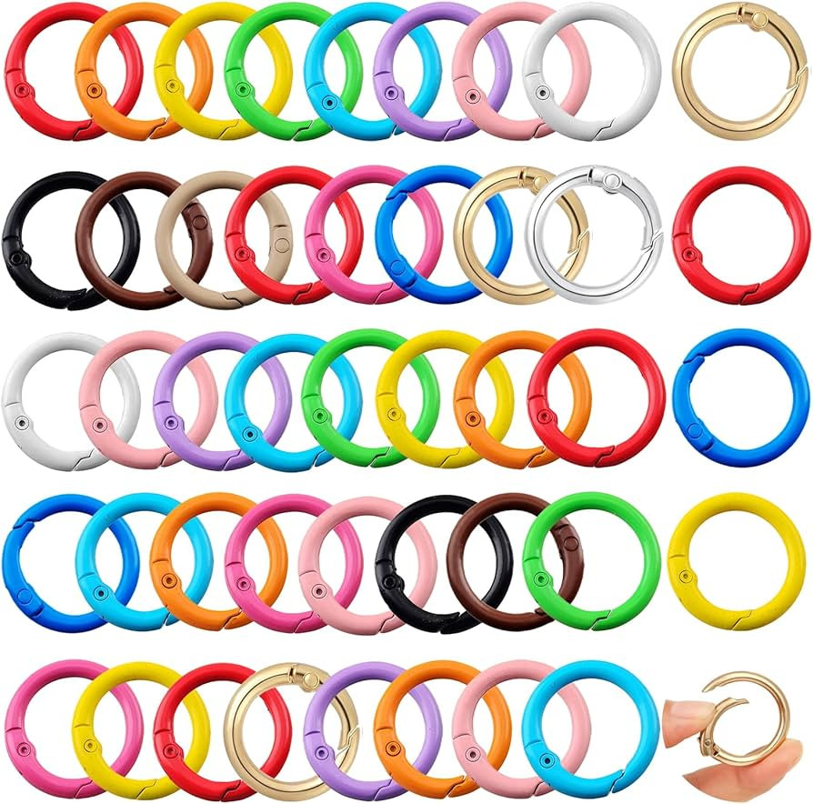Round Carabiner Clip Bulk 48pcs 1 Inch Colorful Circle Carabiner Key Ring Clips Spring O Rings Cl... | Amazon (US)