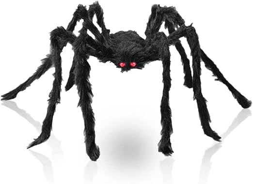 Halloween Giant Spider 4.9 Ft Black Soft Hairy Scary Spider for Halloween Outdoor Yard & Indoor D... | Amazon (US)