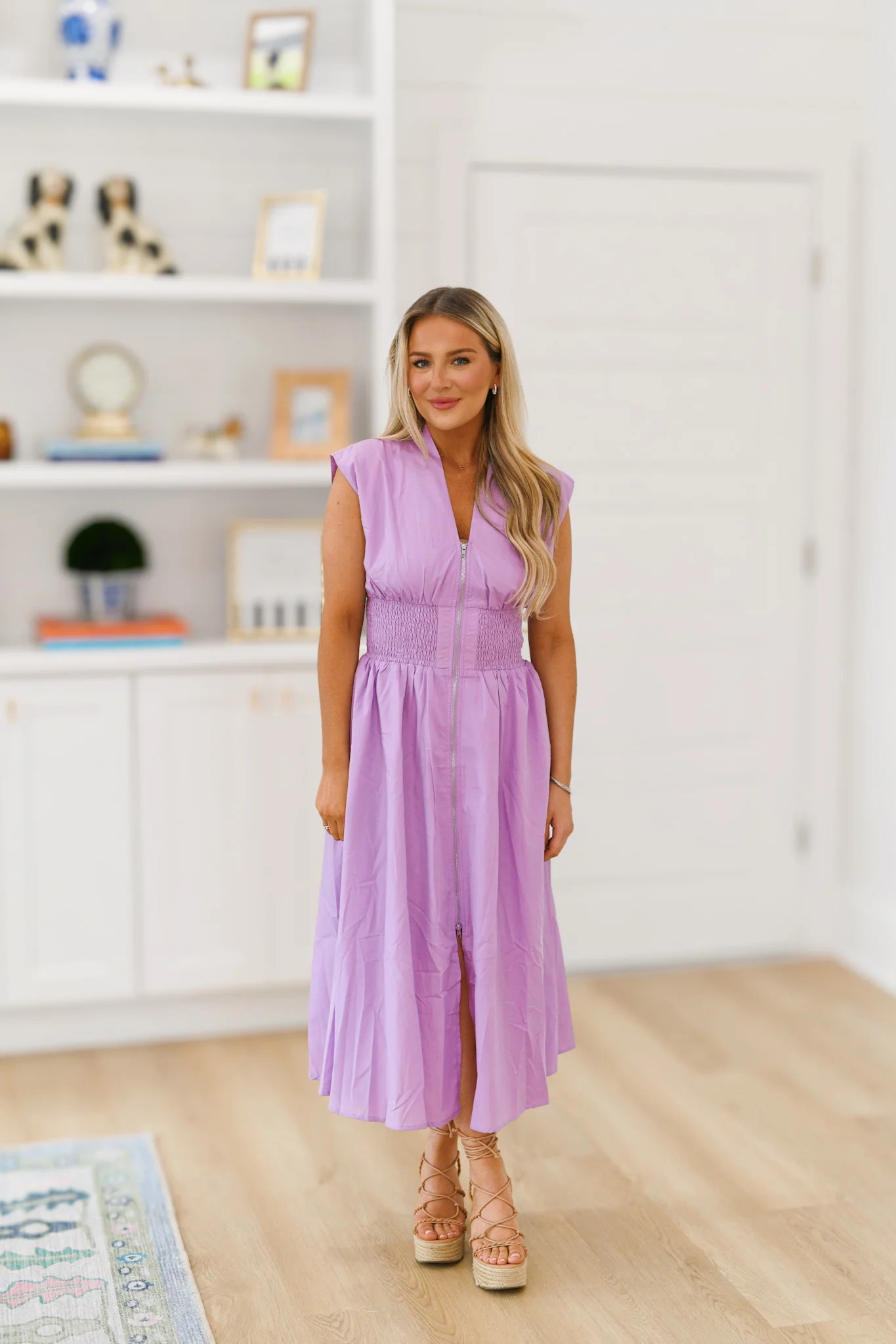 Dixie Zipper Midi Dress - Lavender Large | Fancyd Boutiqe