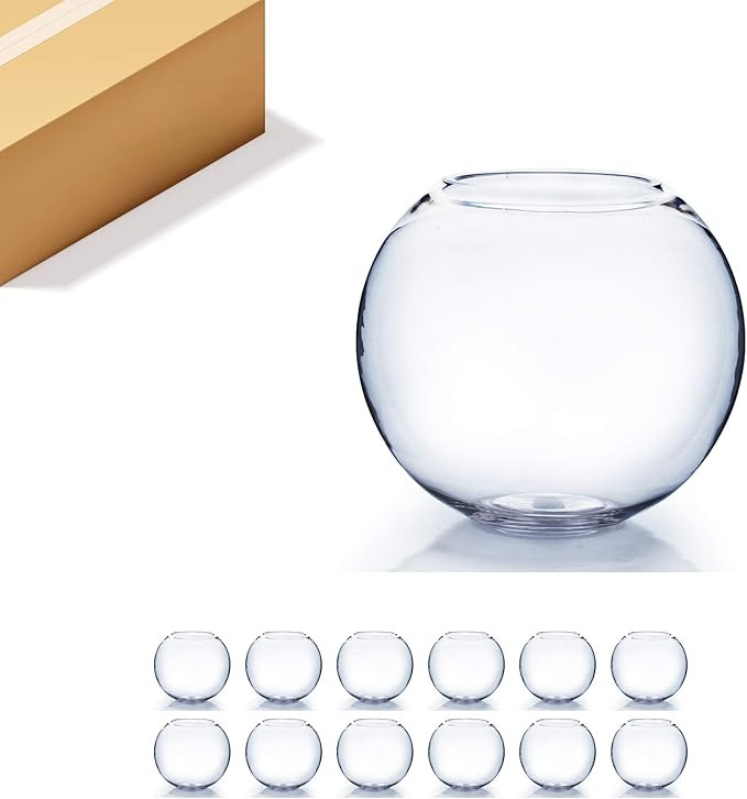 WGV Bowl Glass Vase Bulk, Diameter 6", Height 5", Open Width 4", (Multiple Sizes Choices) Clear B... | Amazon (US)