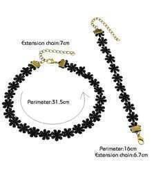 Black lace Flower Choker Jewelry sets | Romwe