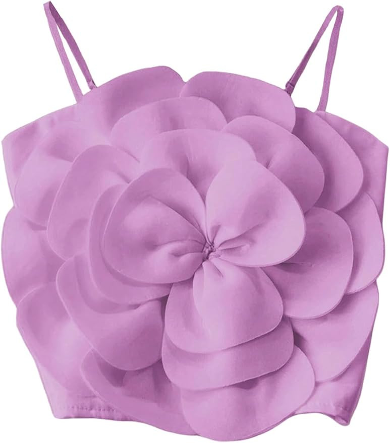 GORGLITTER Women's Flower Crop Tops Casual Floral Tropical Backless Sleeveless Cute Summer Dressy... | Amazon (US)