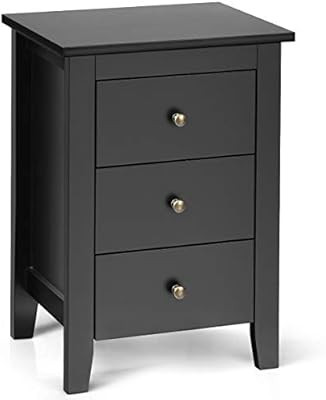 Giantex Nightstand W/ 3 Drawers Large Storage Space, Solid Structure and Stable Frame, Elegant Ap... | Amazon (US)
