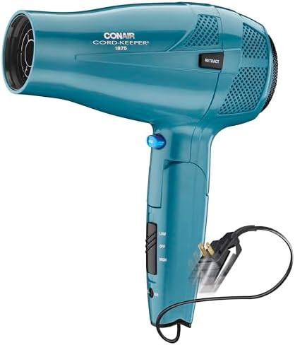 Conair Cord-Keeper Dryer with Folding Handle and Retractable Cord, 1875W Travel Hair Dryer, Ionic... | Amazon (US)