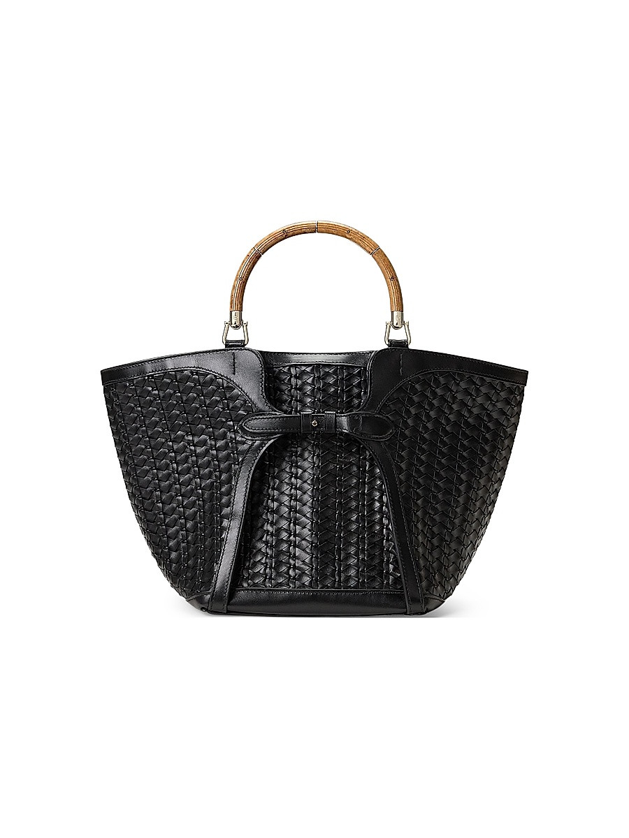 Women's The Ralph Woven Leather Tote Bag - Black | Saks Fifth Avenue