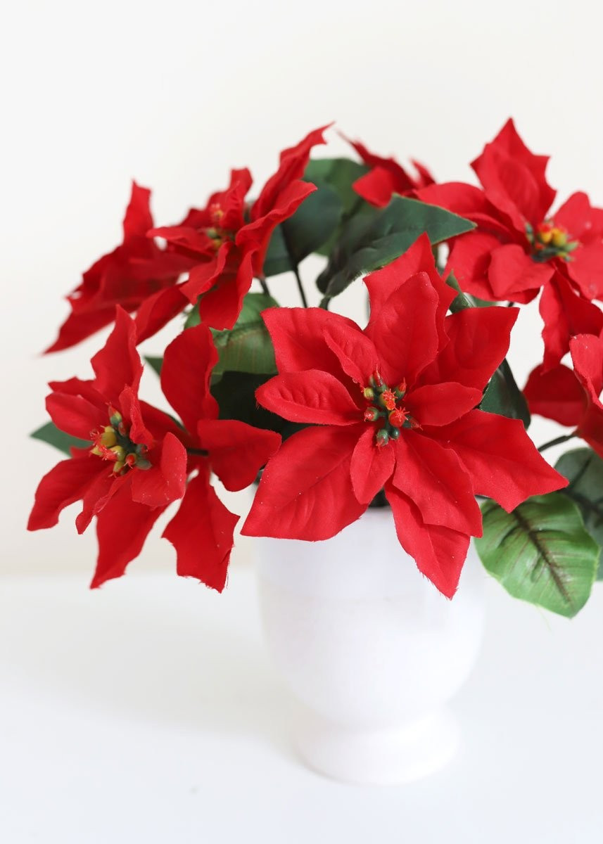 Indoor/Outdoor Water Resistant Artificial Poinsettia Bush in Red | Afloral (US)