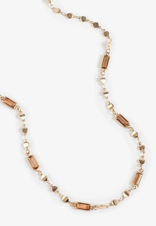 Gold And Brown Stone Necklace | Maurices