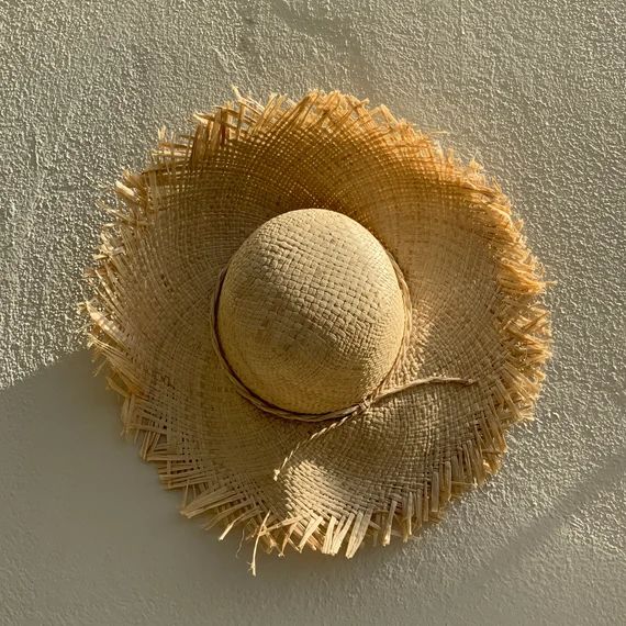French hat, frayed straw hat, straw hat with fringe, medium brim straw hat, french market hat, ra... | Etsy (UK)