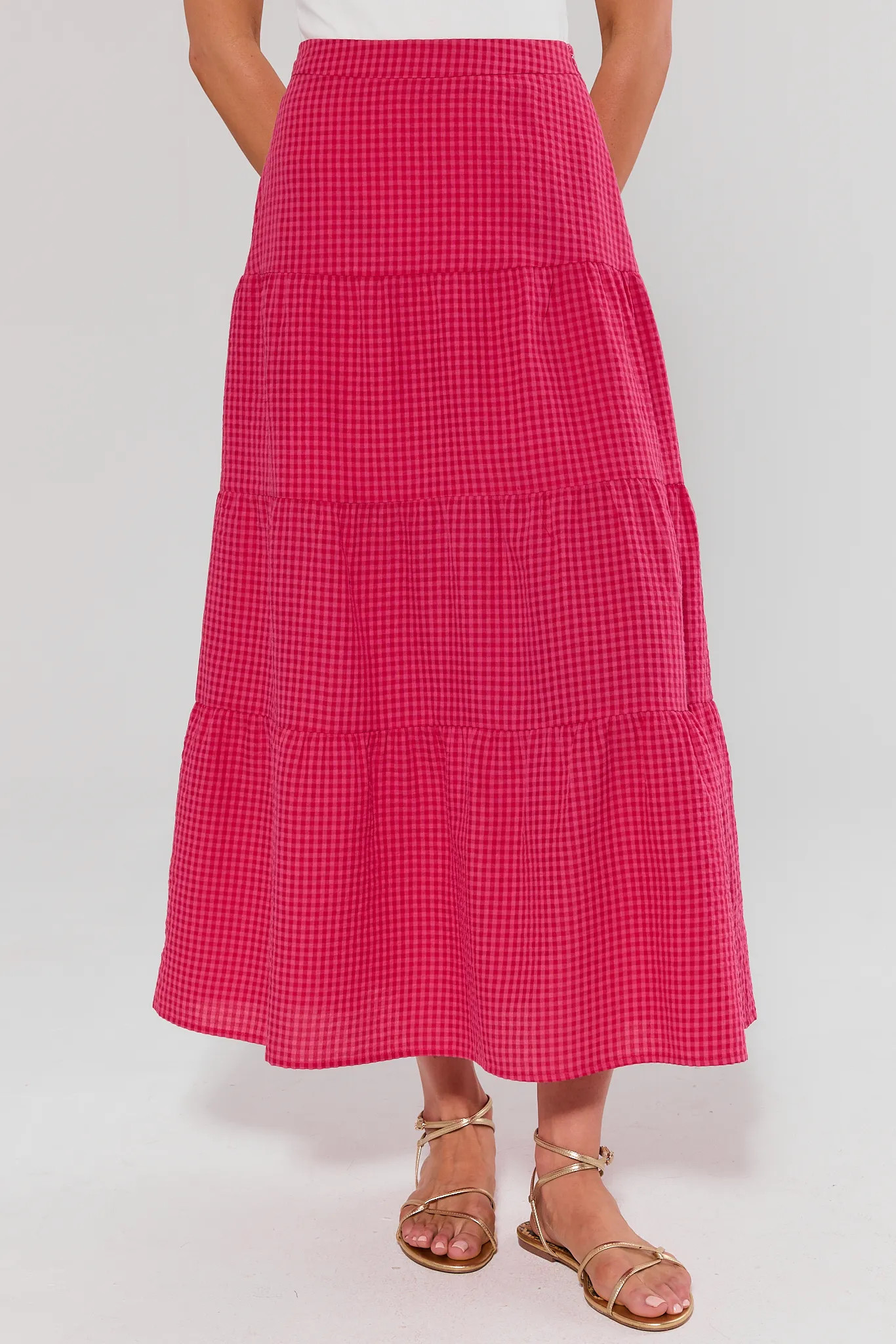 Jenny Pink Gingham Maxi Skirt | Avara