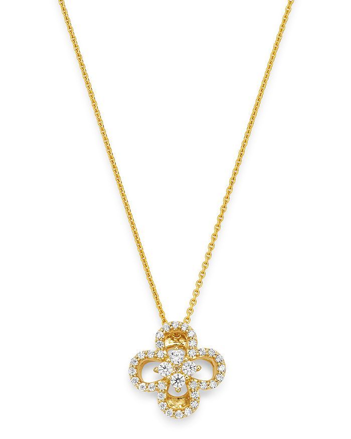 Diamond Clover Pendant Necklace in 14K Yellow Gold, 0.15 ct. t.w. - 100% Exclusive | Bloomingdale's (US)